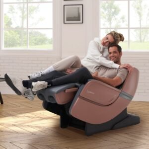 Lächelnder Mann und lächelnde Frau auf Casada Ecosonic - Bronze auf Parkett
